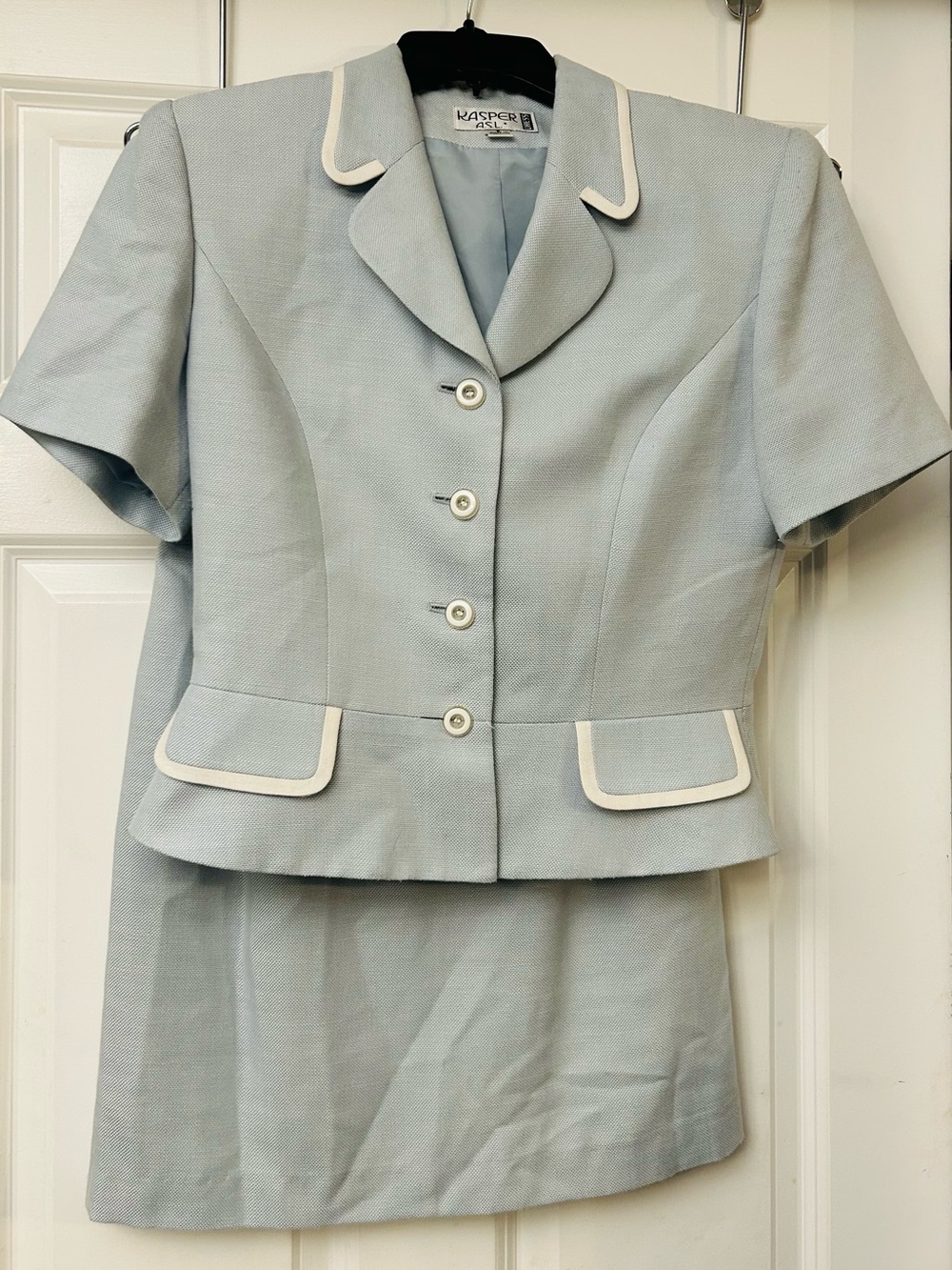Kasper ASL - light blue 2-piece skirt suit with blazer & matching skirt - size:8